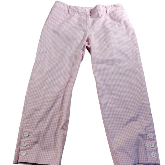 Talbots Pants Womens 10P Petite Pink Plaid Check Perfect Crop Pant - Picture 1 of 7
